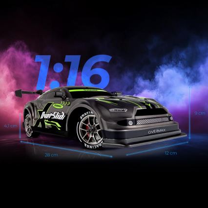 Overmax - X-OVERSLIDE RC drift távirányítós autó 1000 mAh fekete/zöld/kék/piros