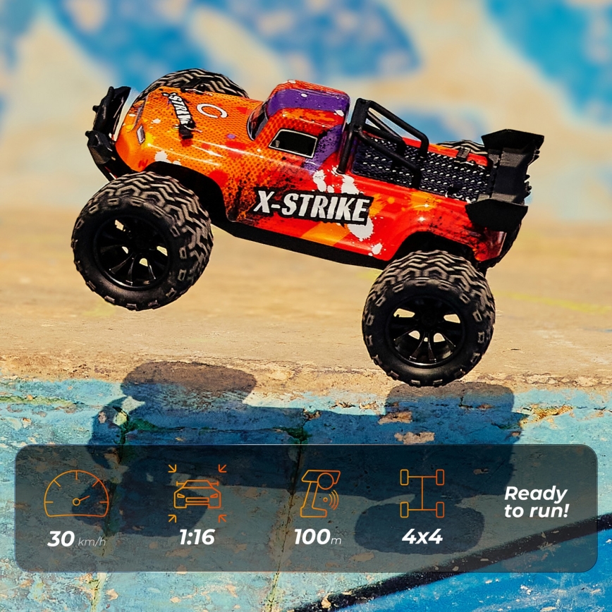 Overmax - X-STRIKE távirányítós RC autó 3000 mAh fekete/narancssárga