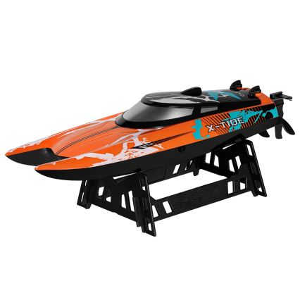 Overmax - X-TIDE RC távirányítós csónak, 2400 mAh, fekete/narancssárga