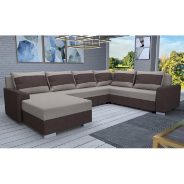 OXFORD barna/taupe kárpitozott, univerzális U-alakú, kihúzható ülőgarnitúra