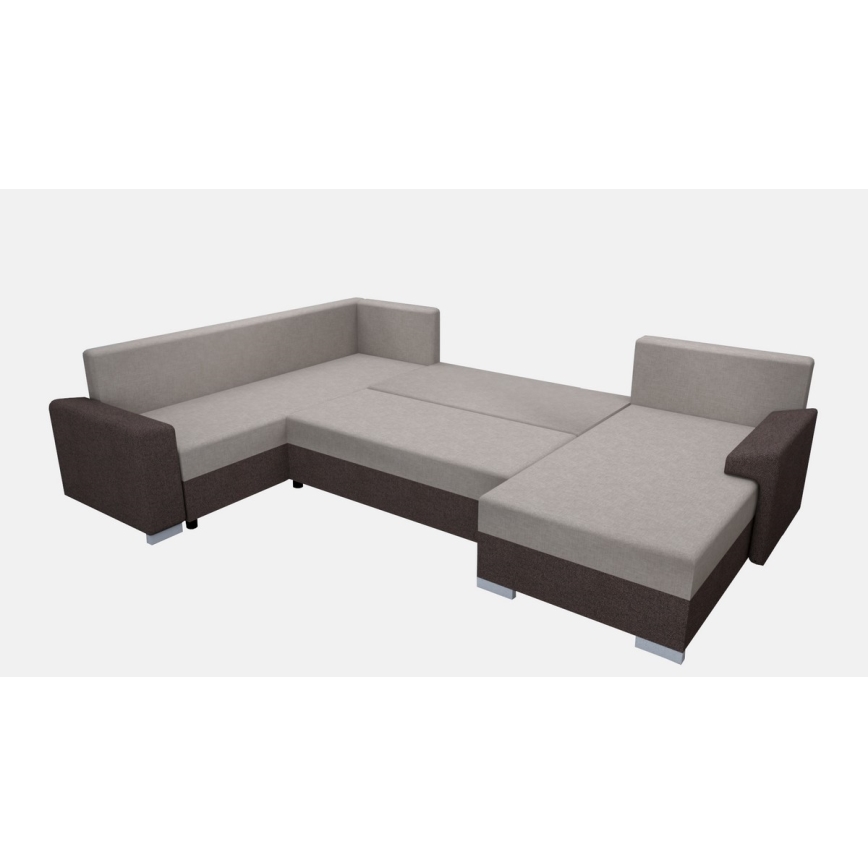 OXFORD barna/taupe kárpitozott, univerzális U-alakú, kihúzható ülőgarnitúra