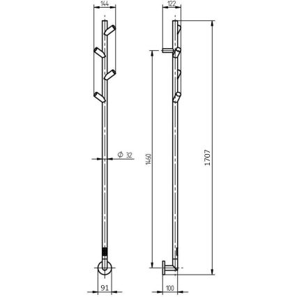 P.M.H. LS1SS - LISA elektromos törölközőszárító 24W/230V 170 cm IP44 polírozott rozsdamentes acél
