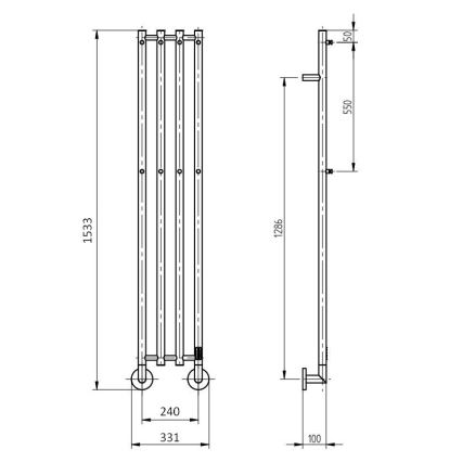 P.M.H. MO1SS-L - Elektromos törölközőszárító MONA, 93 W / 230 V, 153,3 cm, IP44, polírozott rozsdamentes acél