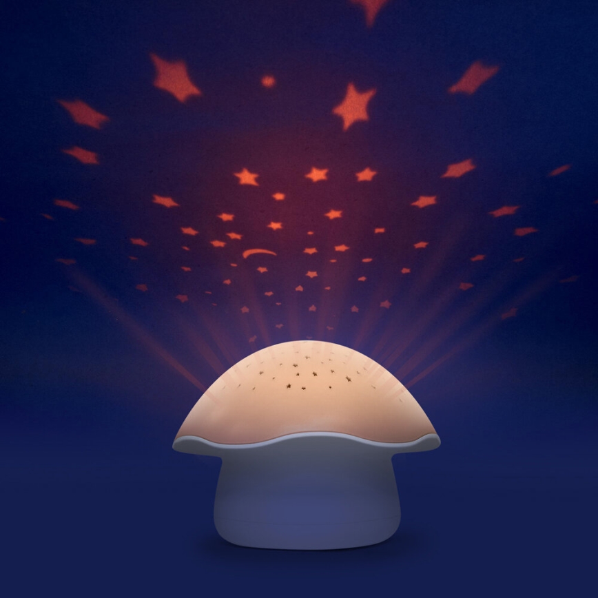 PABOBO - Projektor dallammal STAR MUSHROOM 3xAA lazac rózsaszín