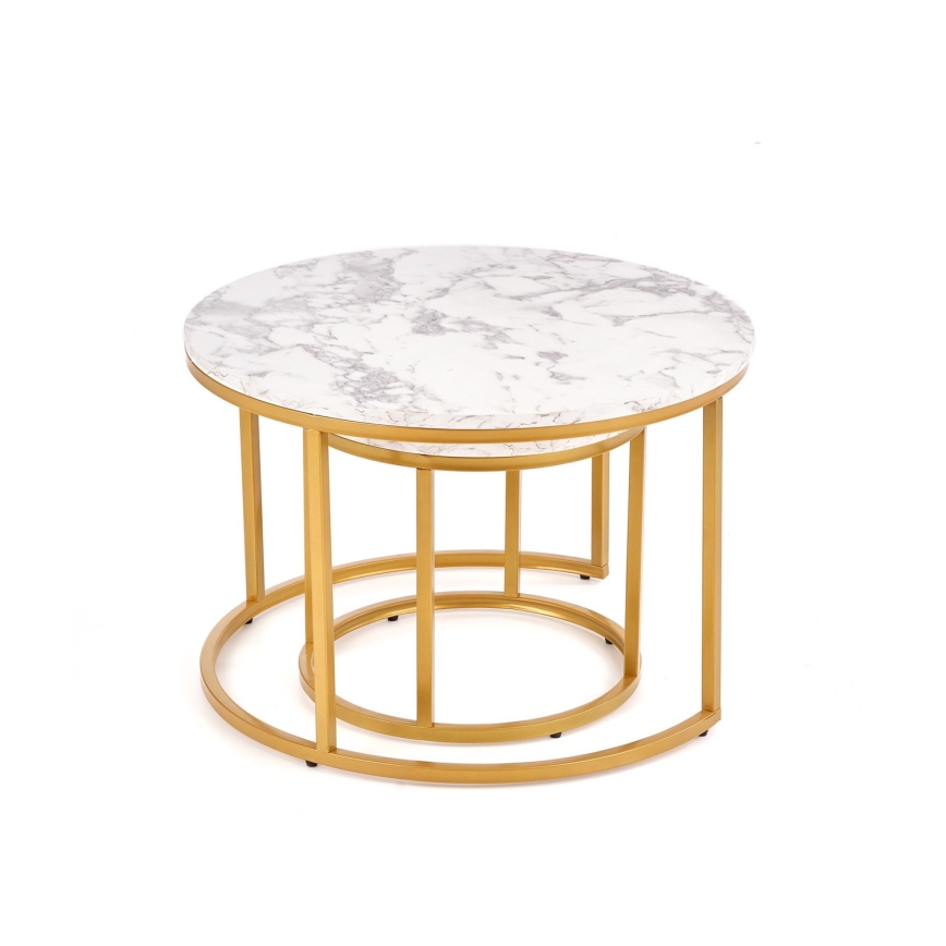 PACILA dohányzóasztal szett (2 db), márvány dekor/arany