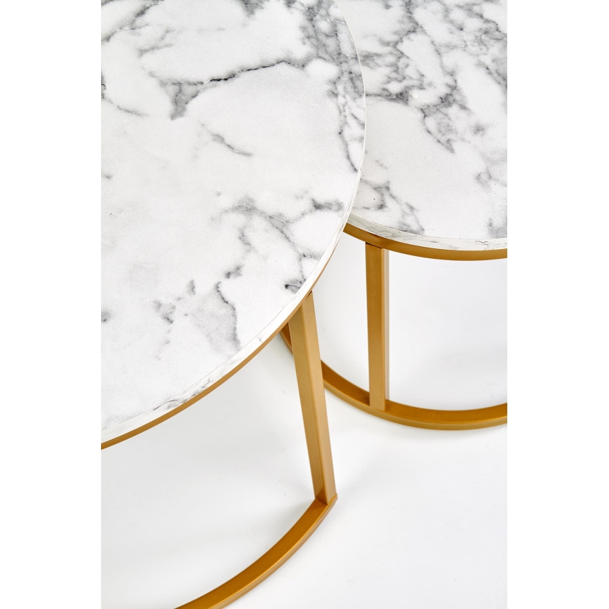 PACILA dohányzóasztal szett (2 db), márvány dekor/arany