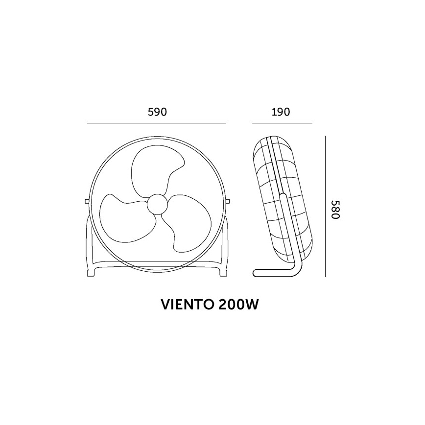 Padlóventilátor VIENTO 200 W/230 V, fényes króm