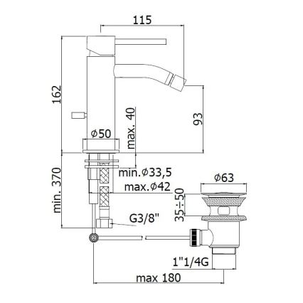 Paffoni - Bidé csaptelep + leeresztő szelep LIGHT, szálcsiszolt arany