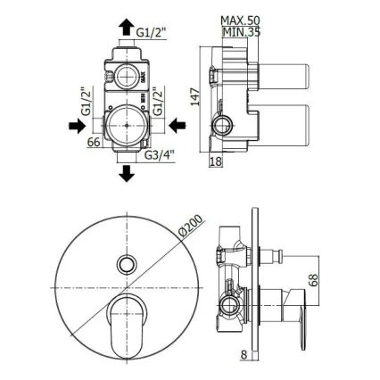 Paffoni - CANDY beépíthető kádcsaptelep, fényes króm