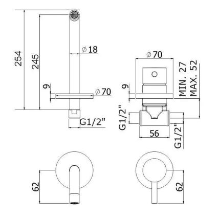 Paffoni - Falba építhető mosdócsaptelep LIGHT fekete
