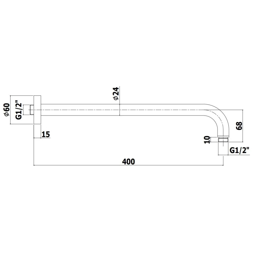 Paffoni - fekete, 40 cm hosszú kerek zuhanykar