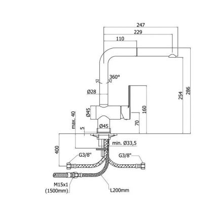 Paffoni - Konyhai csaptelep kihúzható zuhanyfejjel RINGO 28,6 cm
