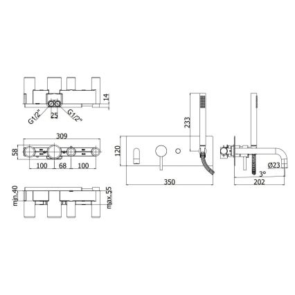 Paffoni - LIGHT fürdőkád-szett, matt króm