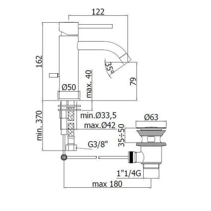 Paffoni - LIGHT mosdócsaptelep + leeresztő szelep, fényes króm