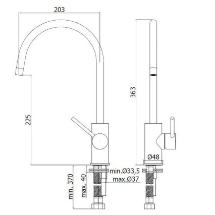 Paffoni - LIGHT mosogató csaptelep 36,3 cm fényes króm