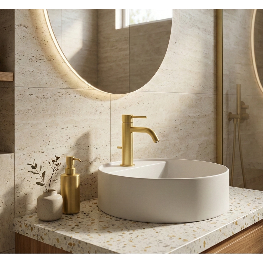 Paffoni - Mosdócsaptelep + LIGHT leeresztő, aranyszínű