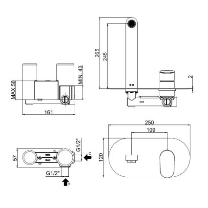 Paffoni - Mosdócsaptelep rejtett beépítéshez CANDY fényes króm