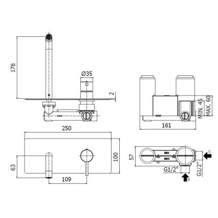 Paffoni - Mosdócsaptelep rejtett beépítéshez LIGHT, fényes króm