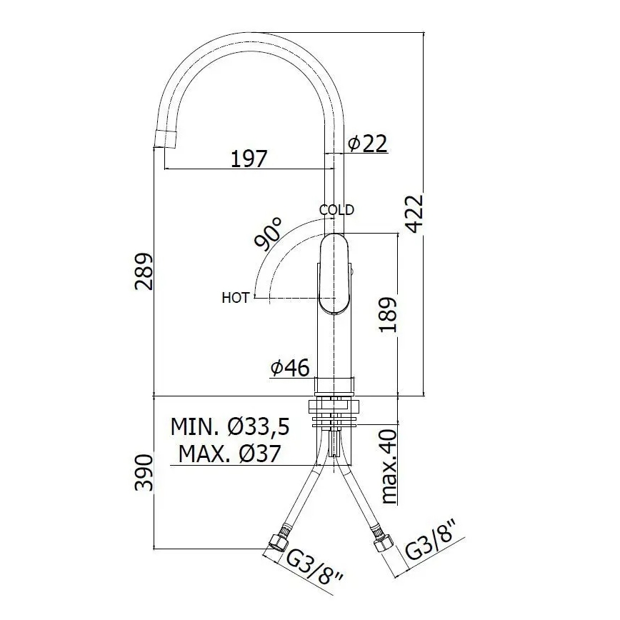 Paffoni - Mosogató csaptelep CANDY fényes króm