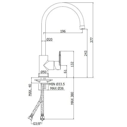 Paffoni - Mosogató csaptelep CANDY fényes króm