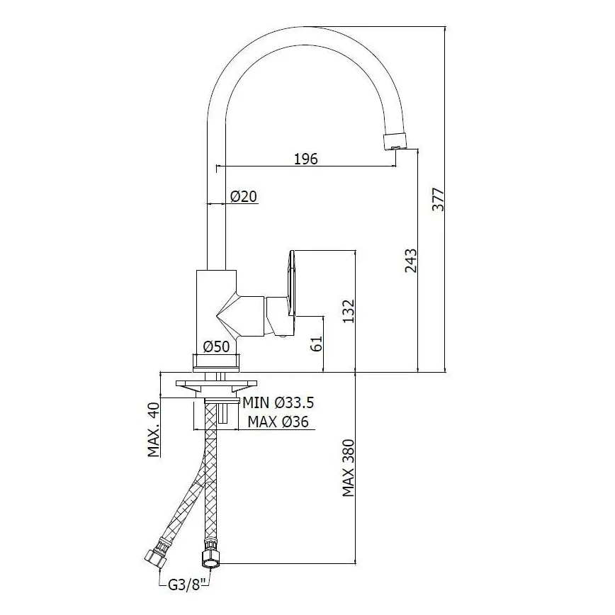 Paffoni - Mosogató csaptelep CANDY fényes króm