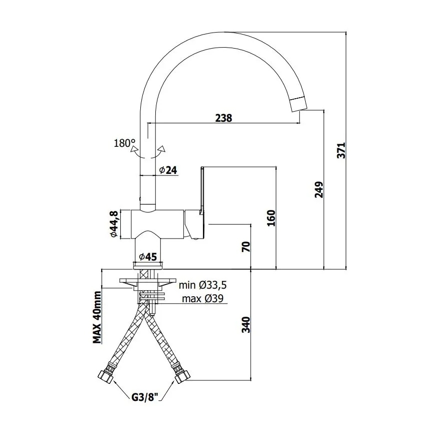 Paffoni - RINGO fekete konyhai csaptelep