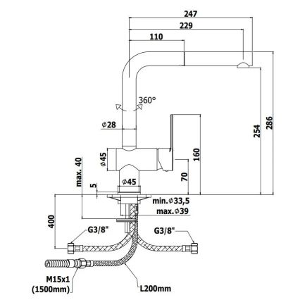 Paffoni - RINGO kihúzható kifolyófejes konyhai csaptelep, fekete