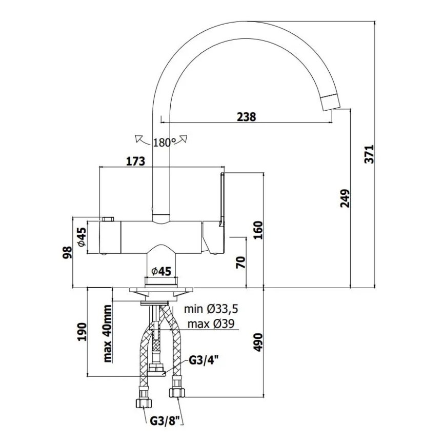 Paffoni - RINGO mosogató csaptelep, fényes króm