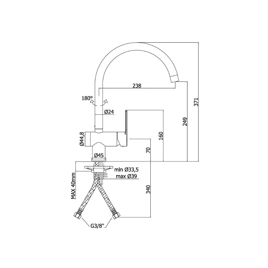 Paffoni - RINGO mosogató csaptelep, fényes króm