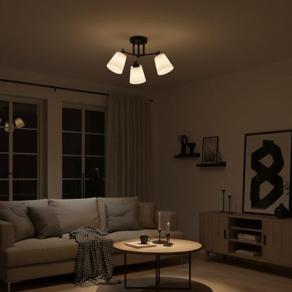 PAFOS felületre szerelhető csillár 3xE27/15W/230V, fekete