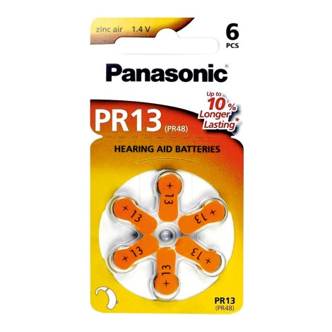 Panasonic - 6 db Elem hallókészülékbe PR-13 1,4V