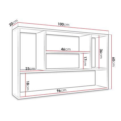 PAPIKO 100x60x20 cm fehér falipolc