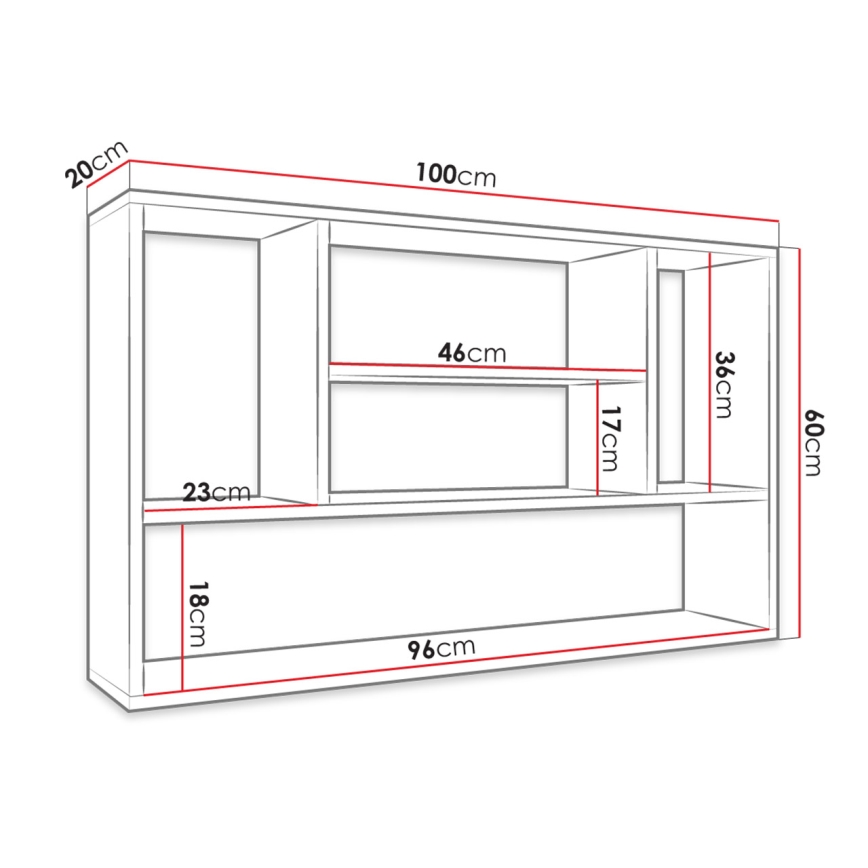 PAPIKO 100x60x20 cm fehér falipolc