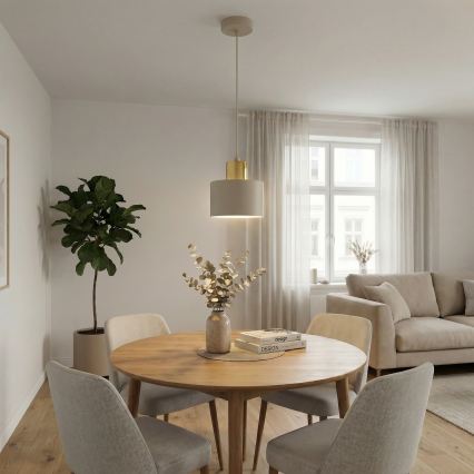 PARKLA kábelen függesztett lámpa 1xE27/15W/230V, bézs/arany