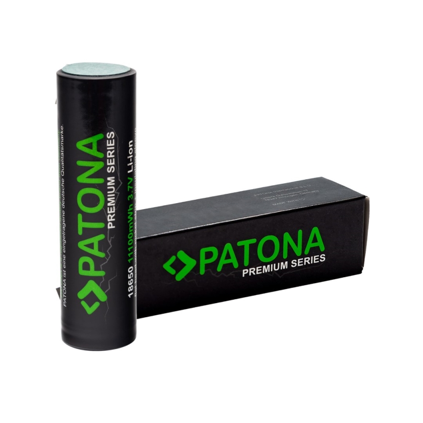 PATONA - Akkumulátor 18650 Li-lon 3000mAh PREMIUM 3,7V szalagkapcsokkal forrasztáshoz