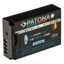 PATONA - Akkumulátor Canon LP-E12 750mAh Li-Ion Platinum USB-C töltő