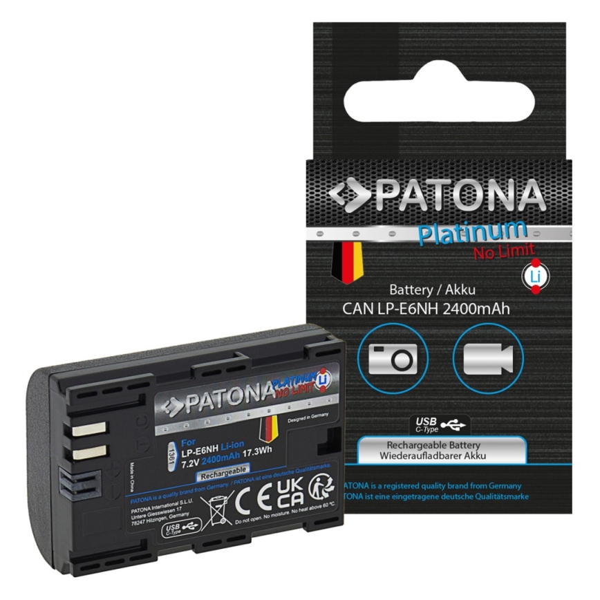 PATONA - Canon LP-E6NH akkumulátor 2600mAh Li-Ion Platinum USB-C