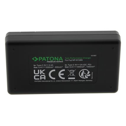 PATONA - Gyors töltő Dual Fuji NP-W126 + USB-C kábel 0,6 m