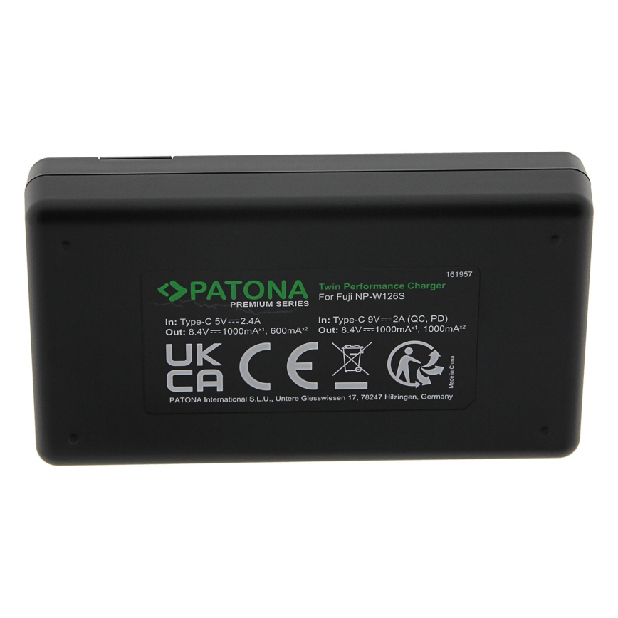 PATONA - Gyors töltő Dual Fuji NP-W126 + USB-C kábel 0,6 m