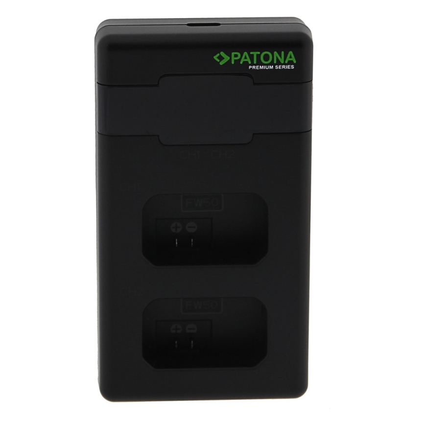 PATONA - Gyorstöltő Dual Sony NP-FW50 + kábel USB-C 0,6m