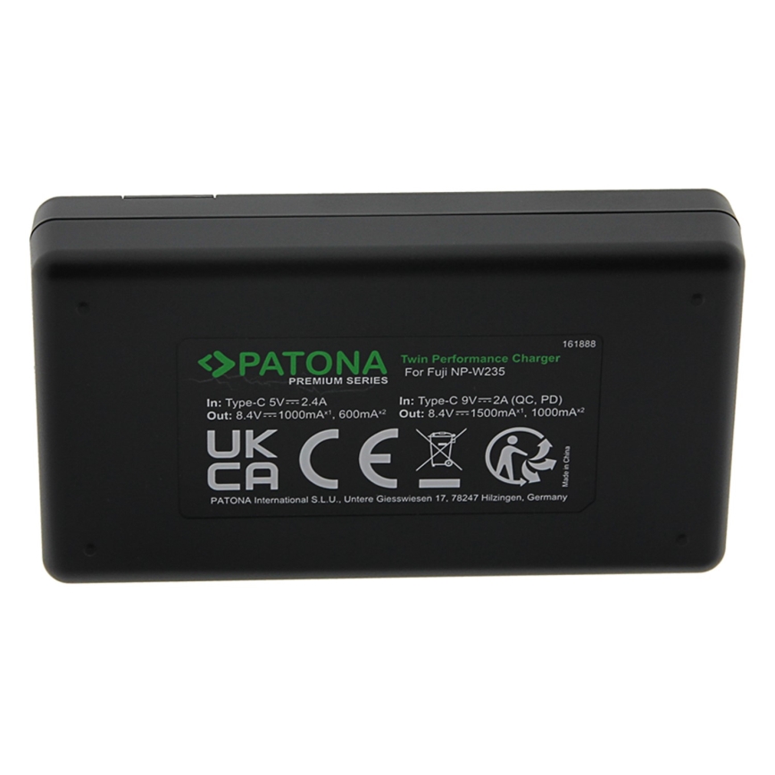 PATONA - Intelligens töltő Dual Fuji NP-W235 + kábel USB-C 0,6m