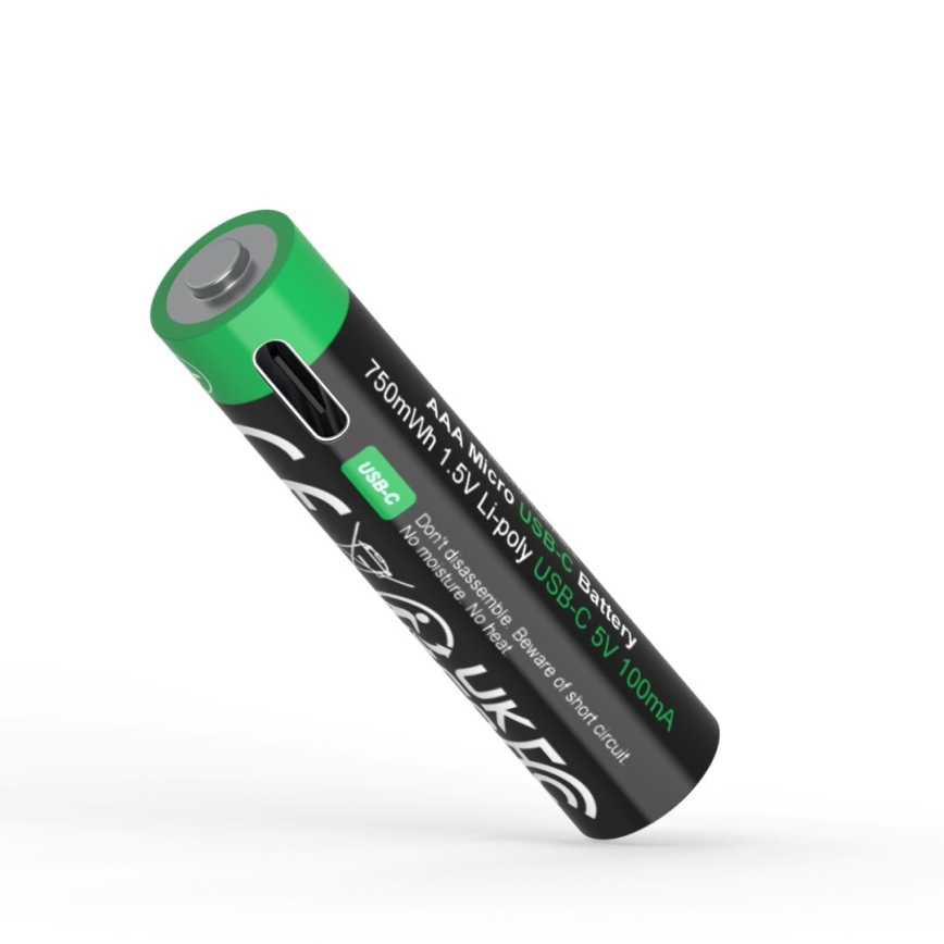 PATONA - KÉSZLET 4x Akkumulátor AAA/LR03 Li-Pol 500mAh 1,5V -val USB-C töltő