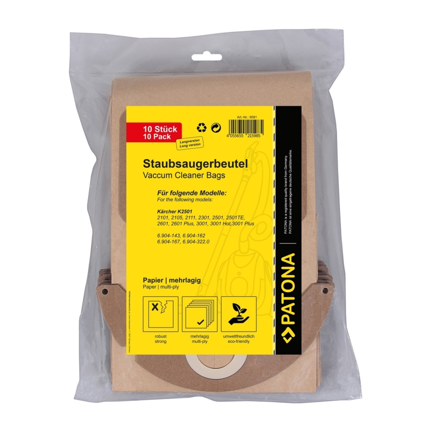 PATONA - Porszívózsák KÄRCHER K2501/K2601/K3001/K2101/K2301 papír - 10 darab