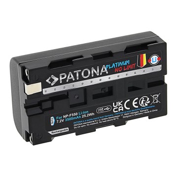 PATONA - Sony NP-F550/F330/F570 akkumulátor 3500mAh Li-Ion Platinum USB-C töltéssel