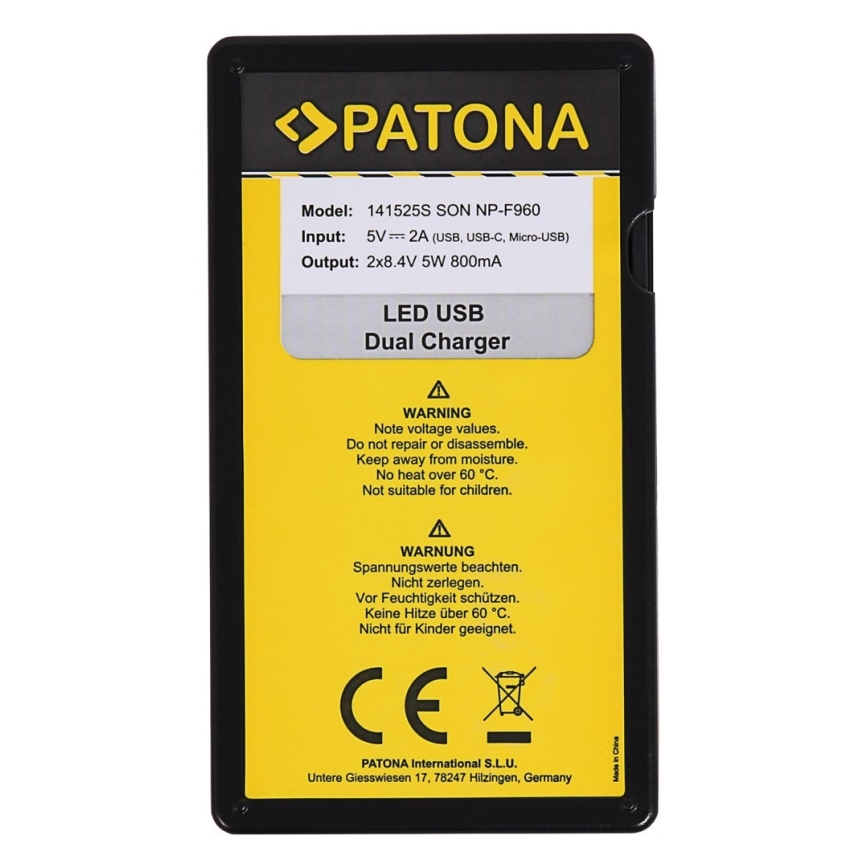 PATONA - Töltő Dual Sony NP-F970/F960/F950 USB