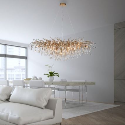 Paul Neuhaus 2031-11 - Csillár zsinóron ICICLE 15xG9/40W/230V 75x150 cm réz