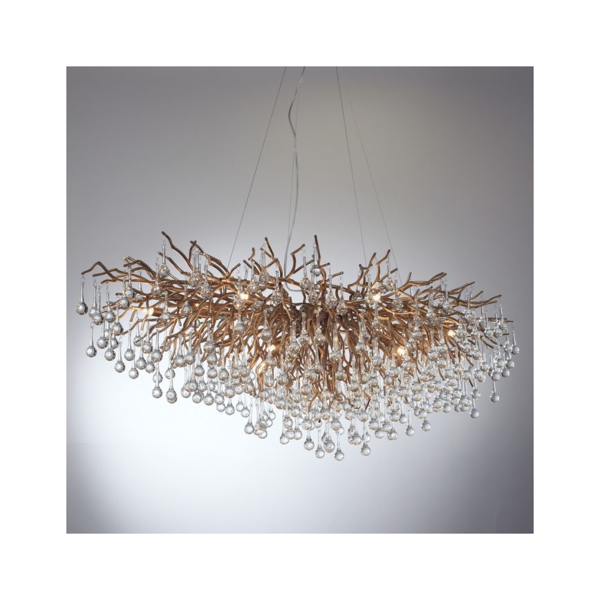 Paul Neuhaus 2031-11 - Csillár zsinóron ICICLE 15xG9/40W/230V 75x150 cm réz