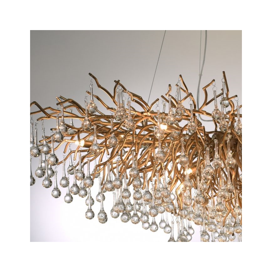 Paul Neuhaus 2031-11 - Csillár zsinóron ICICLE 15xG9/40W/230V 75x150 cm réz