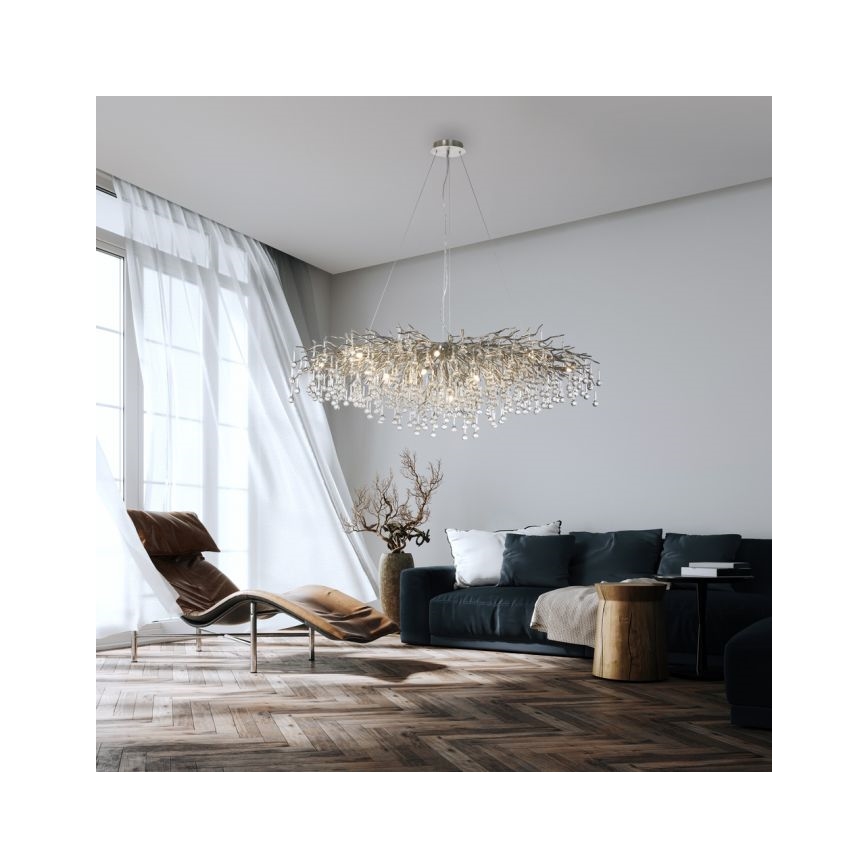 Paul Neuhaus 2031-55 - Csillár zsinóron ICICLE 15xG9/40W/230V 75x150 cm fényezett króm