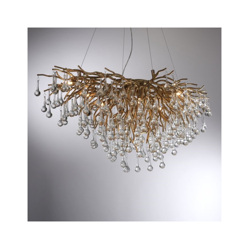 Paul Neuhaus 2192-11 - Csillár zsinóron ICICLE 10xG9/40W/230V 50x100 cm réz